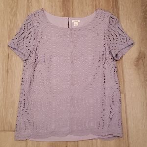 JCrew Lace Lilac Purple Dual Layer Top